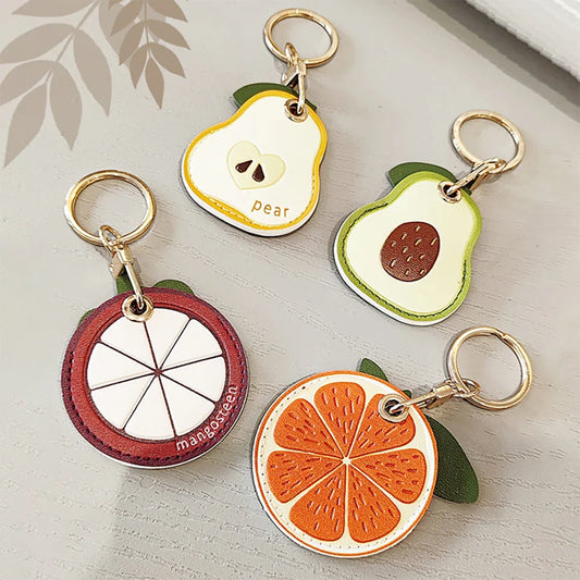 Fruit Shape Leather AirTag Keychain