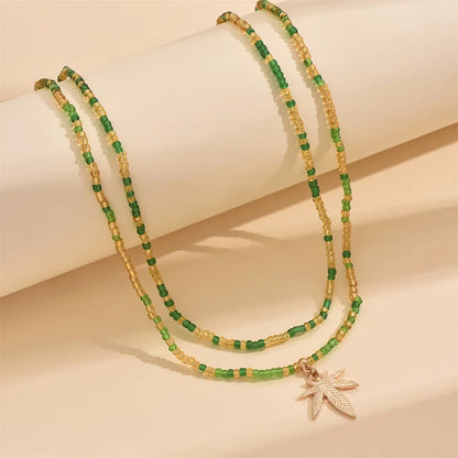 Maple Leaf Beaded Anklet Set