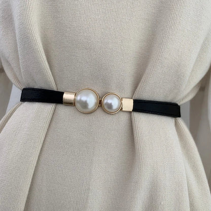 Elegant double pearls belt
