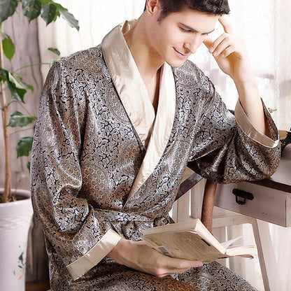 Geometric Print Men Bathrobe