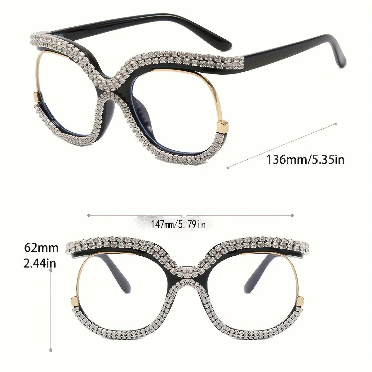 Oversized Rhinestone Party Glasses