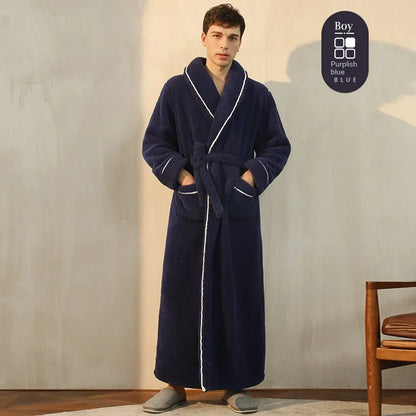 Autumn Winter Thick Cotton Flannel Bathrobe