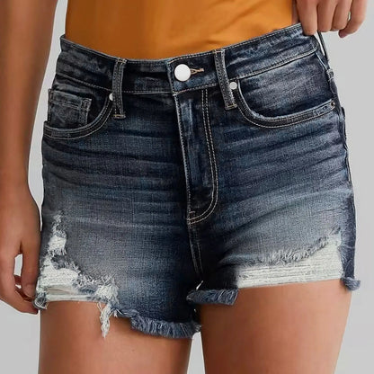 Women Summer Ripped Denim Shorts