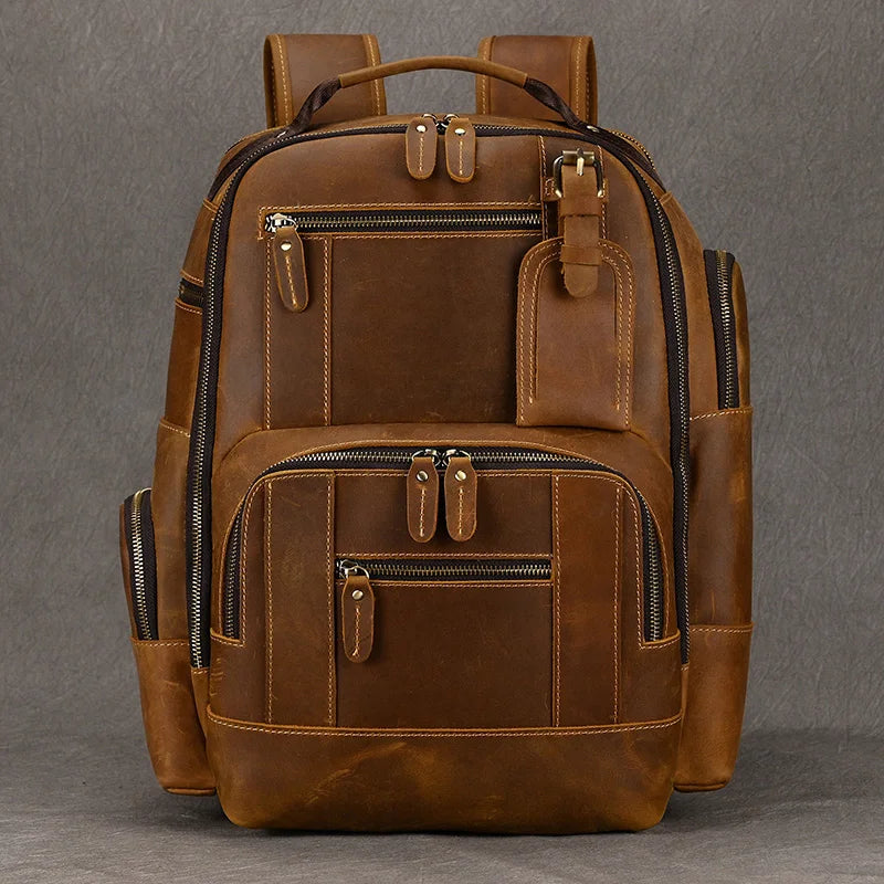 Men’s Retro Leather Travel Backpack