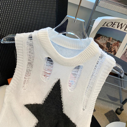 Sleeveless Hollow Knit Tank