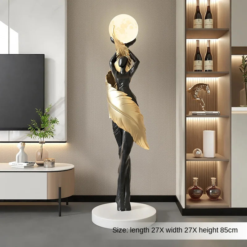 Modern Feather Girl Statue