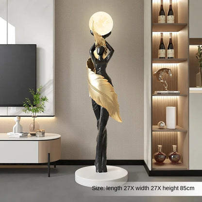 Modern Feather Girl Statue