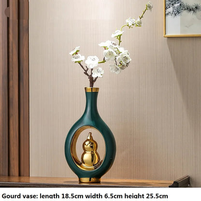 Chinese Style Ceramic Vase with Wooden Frame