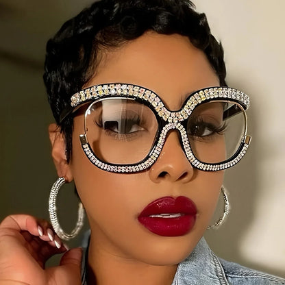 Oversized Rhinestone Party Glasses