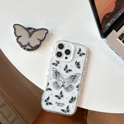 Cute Butterfly GripTok Phone Case with Mirror Stand