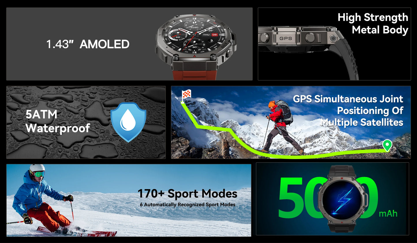 T-Rex 3 Military GPS Smartwatch – Rugged & Waterproof