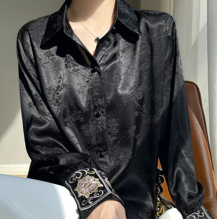 Elegant Satin Cinched Blouse