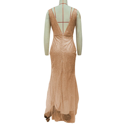 Sequin Mesh Evening Party Dress