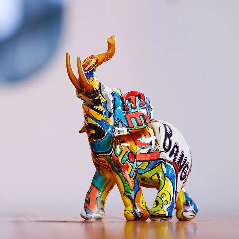 Colorful Resin Elephant Figurine