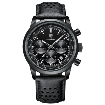 Luminous Leather Chronograph Watch