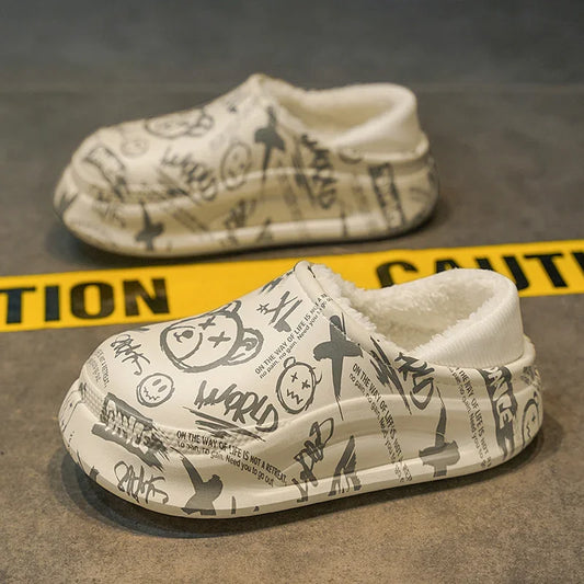 Men’s Warm Waterproof Non-Slip Cotton Slippers