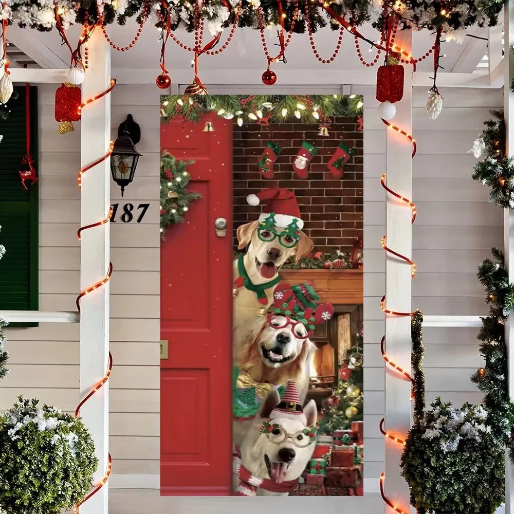 Cute Animals Christmas Door Cover