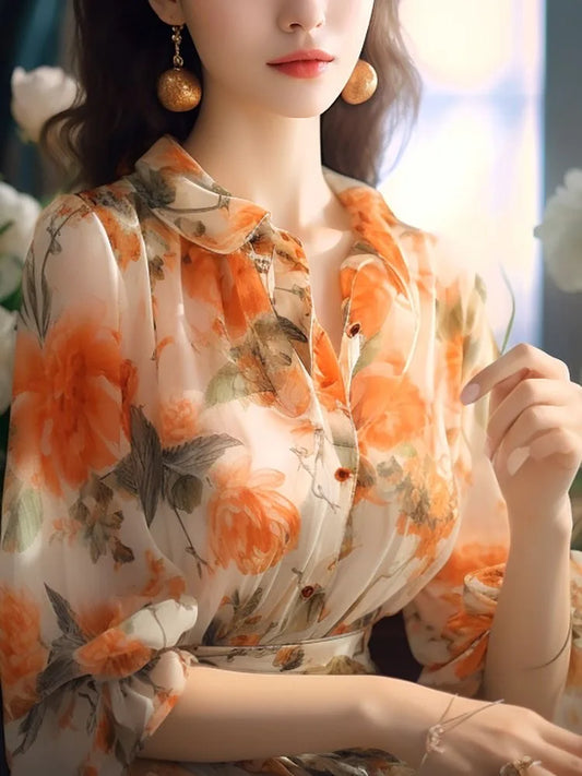 Summer Floral Chiffon Top