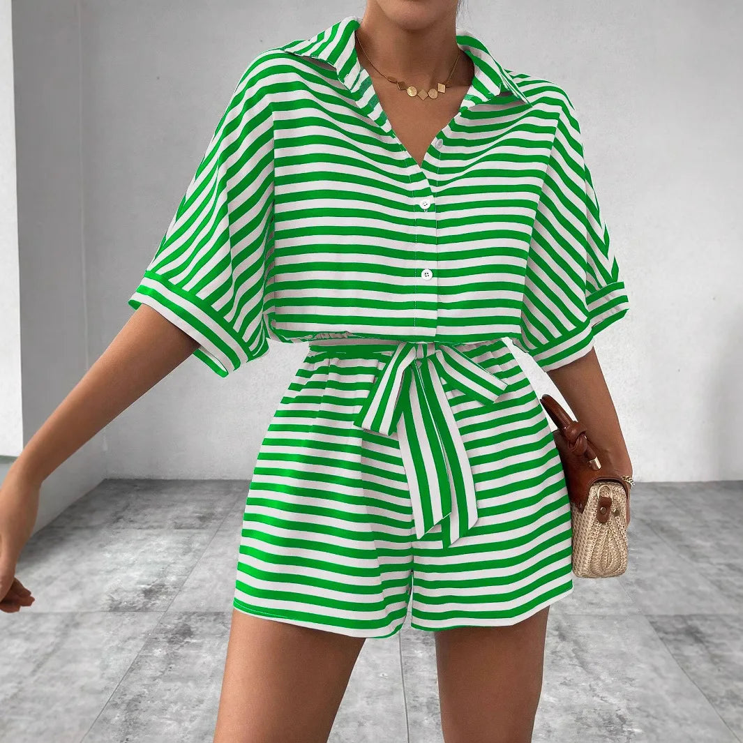 Women’s Summer Casual Striped Set