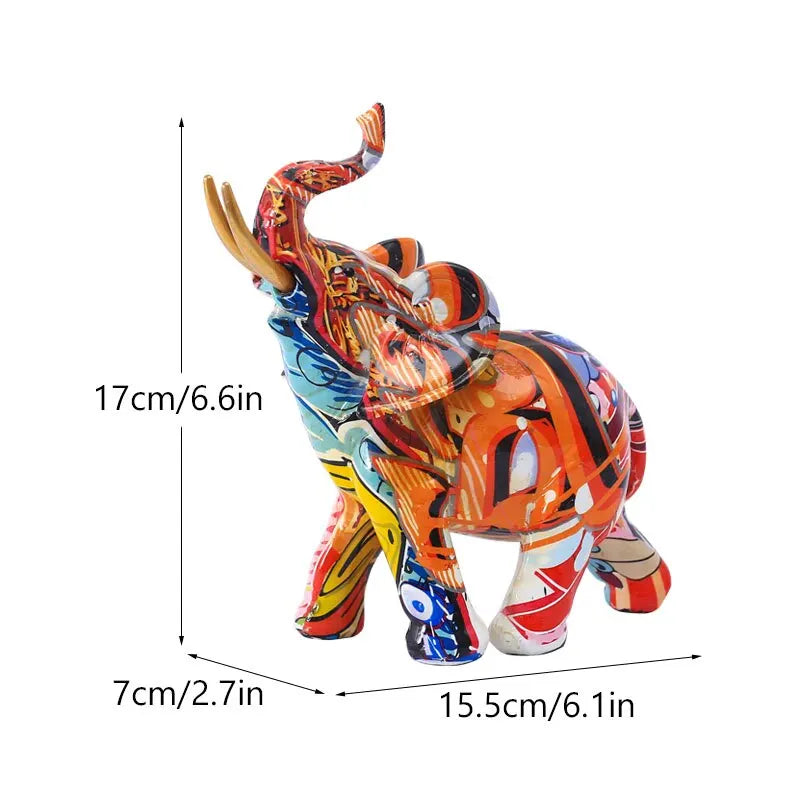 Colorful Resin Elephant Figurine