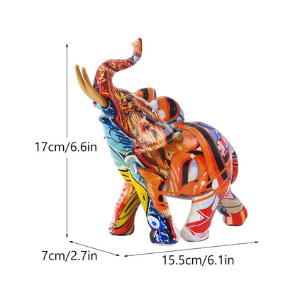 Colorful Resin Elephant Figurine