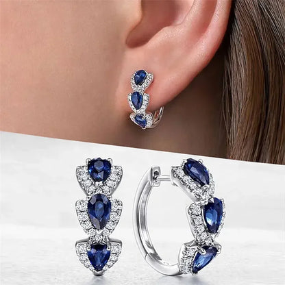 Blue Zirconia Hoop Earrings