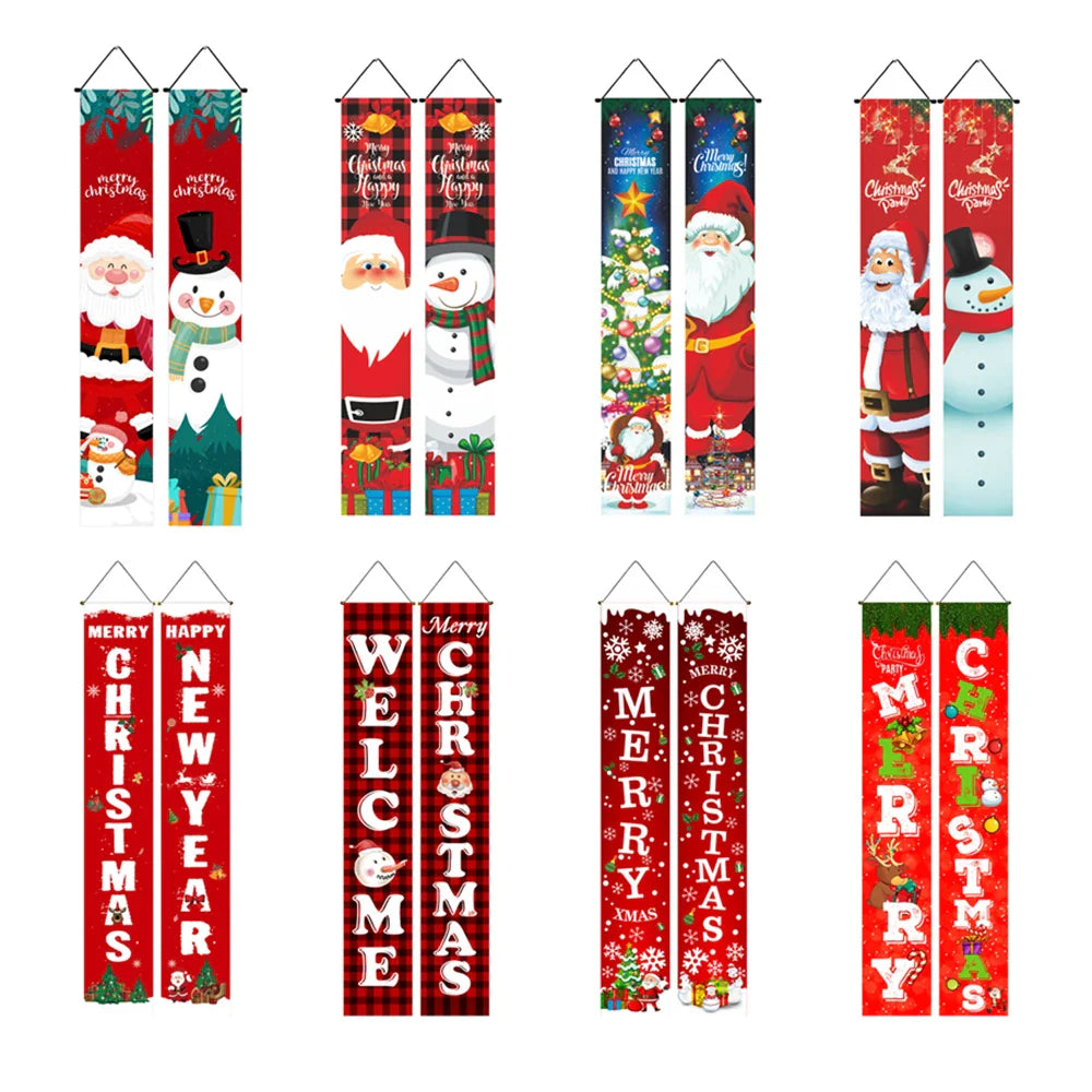 Christmas Hanging Door Banner Snowman Santa Decoration