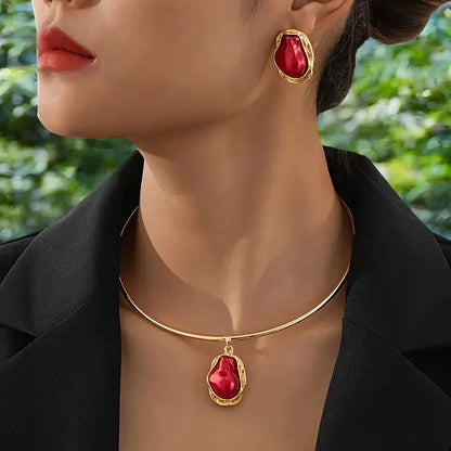 Irregular Pearl Necklace Earring Set