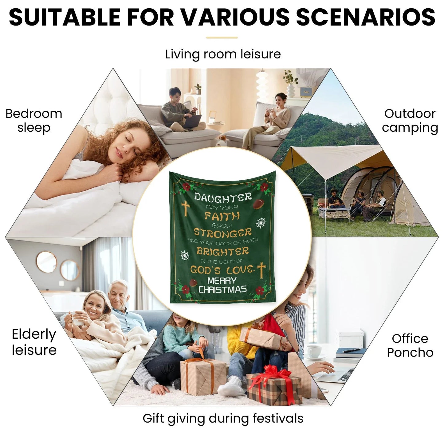 Christmas Blessing Themed Blanket