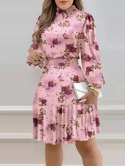 Floral Lantern Sleeve Dress