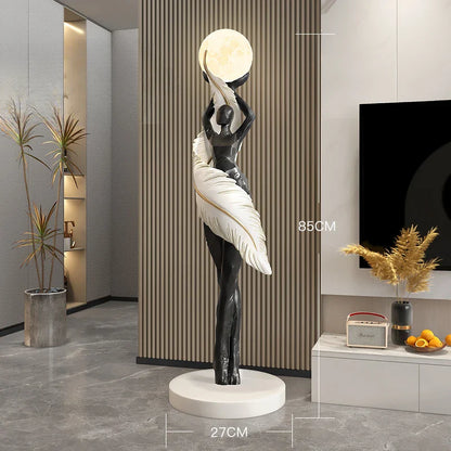 Modern Feather Girl Statue
