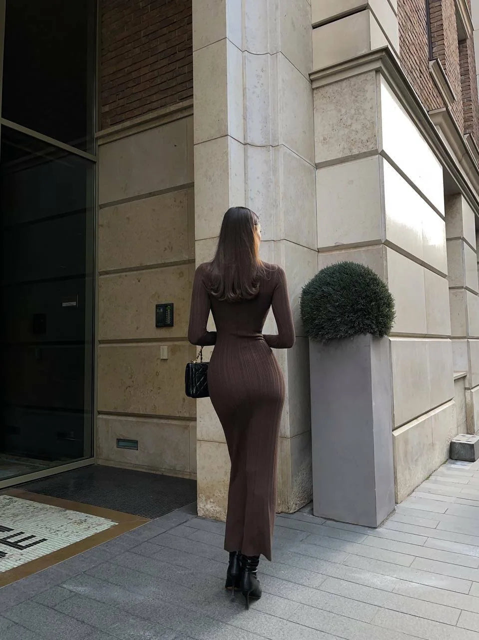 Slim Striped Knitted Dress