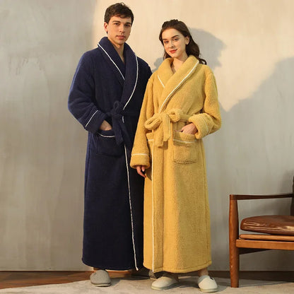 Autumn Winter Thick Cotton Flannel Bathrobe