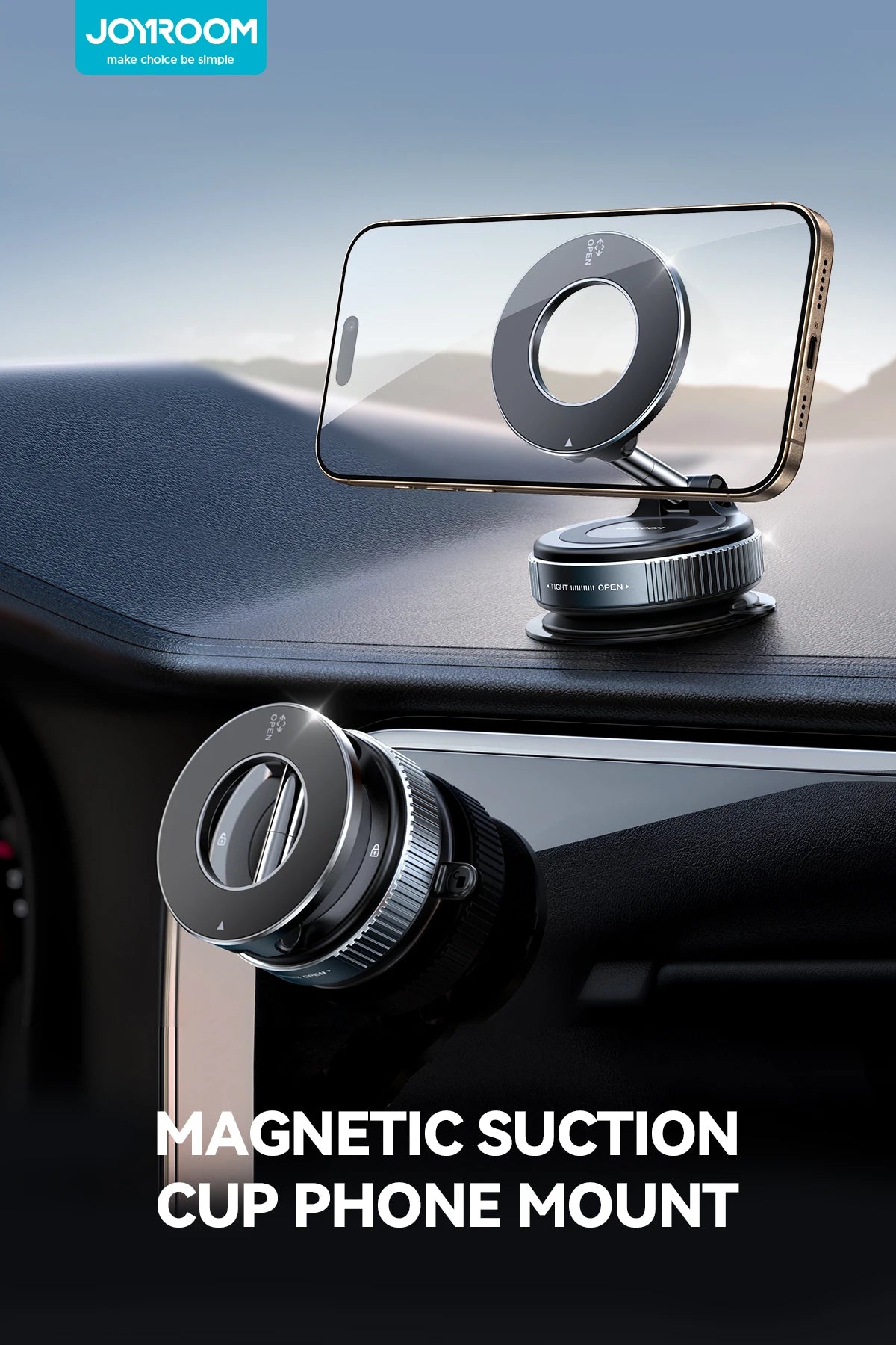 Magnetic Suction Cup Phone Mount with 360° Metal Arm