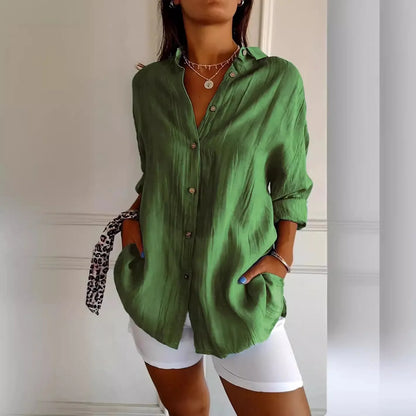 Women Solid Color Street Shirt