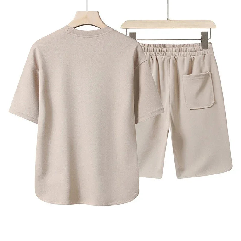 Men’s Summer Printed T-Shirt and Shorts Two-Piece Set