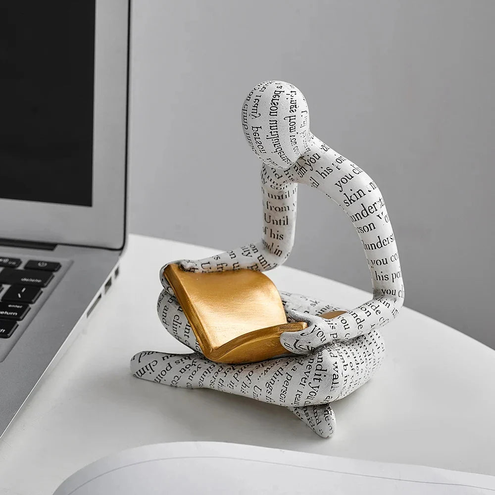 Abstract Resin Reader Sculpture