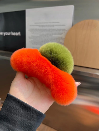 Elegant Winter Fuzzy Hair Claw