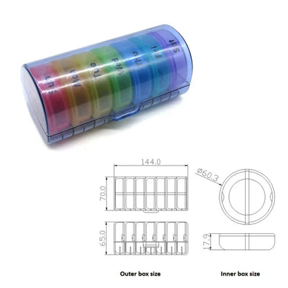 Rainbow Weekly 7-Day Pill Organizer Box