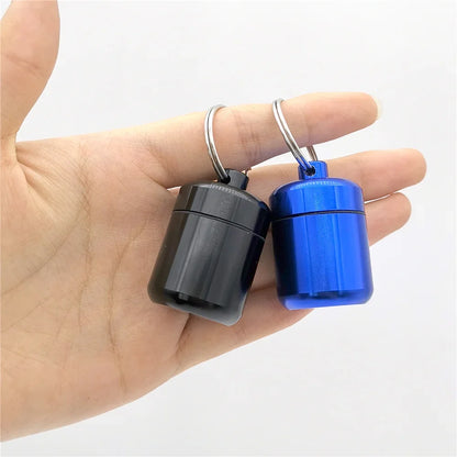 Mini Aluminum Pill Case with Keychain