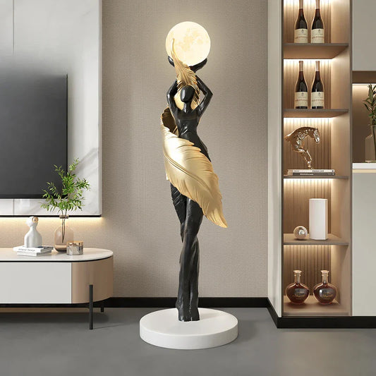 Modern Feather Girl Statue