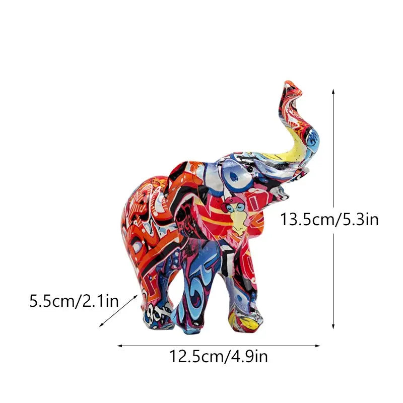 Colorful Resin Elephant Figurine