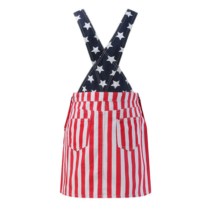Women American Flag Stripes Romper