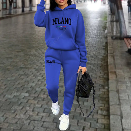 Letter Print Hoodie Tracksuit Set