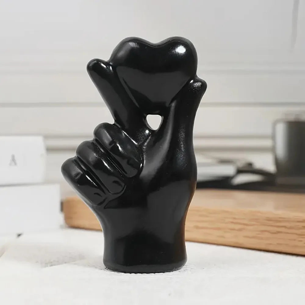 Resin Heart Finger Statue