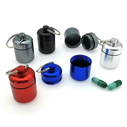 Mini Aluminum Pill Case with Keychain