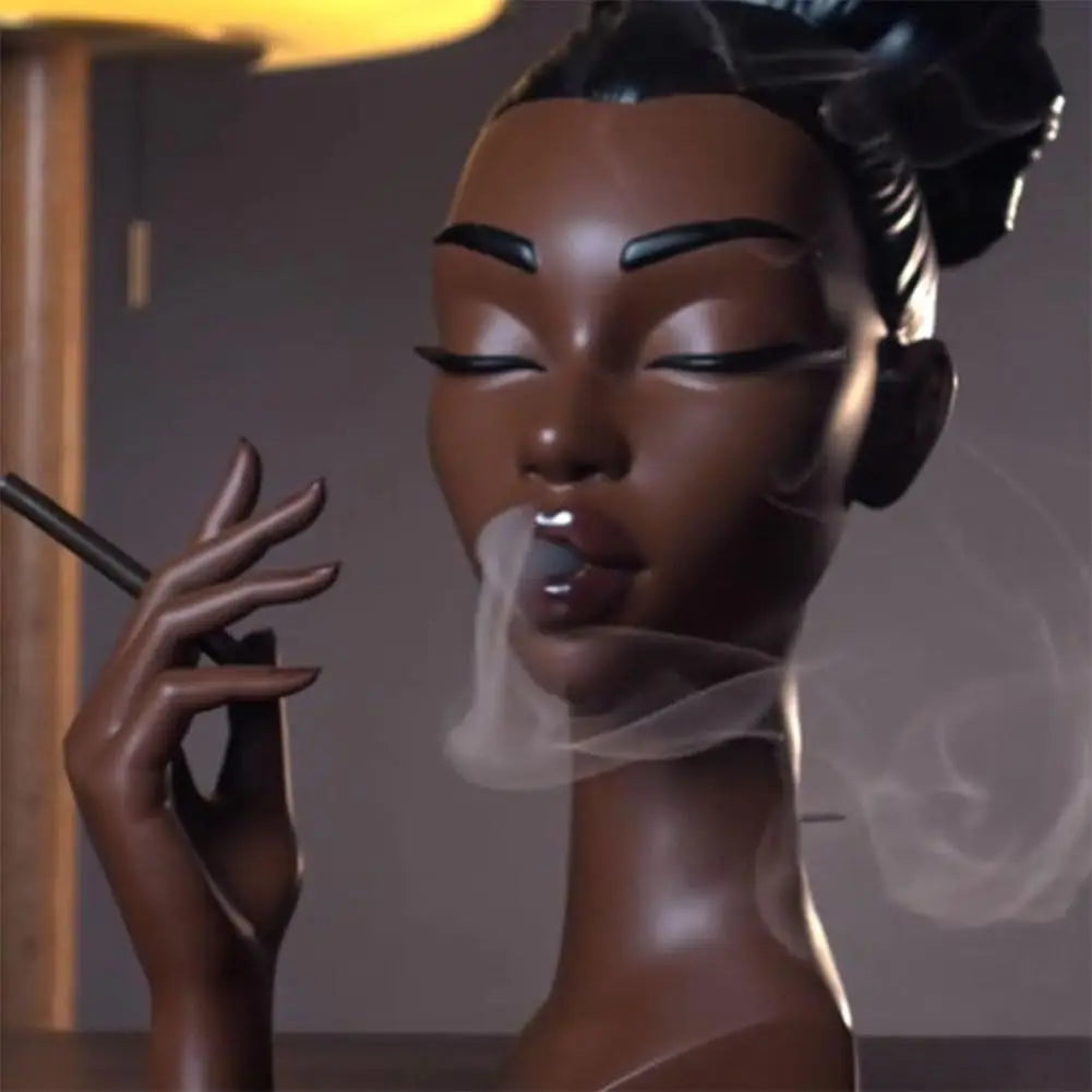 Black Lady Smoker Sculpture