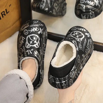 Men’s Warm Waterproof Non-Slip Cotton Slippers