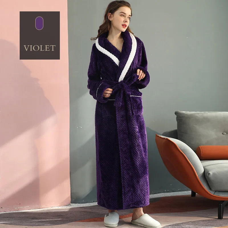 Autumn Winter Warm Coral Velvet Bathrobe