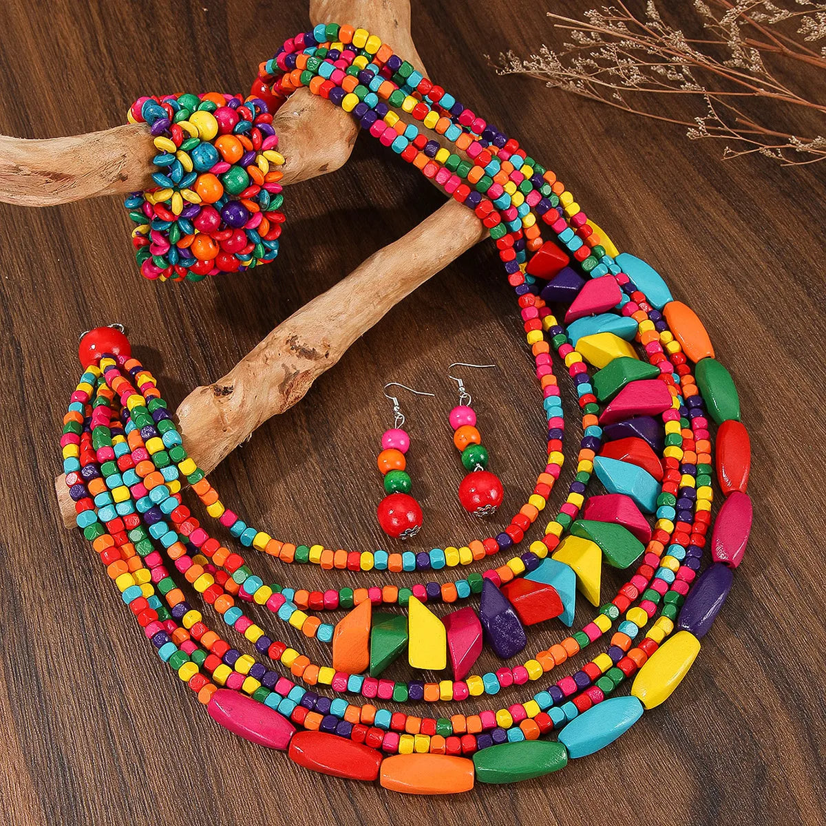 African Multi-Layer Bead Jewelry Set